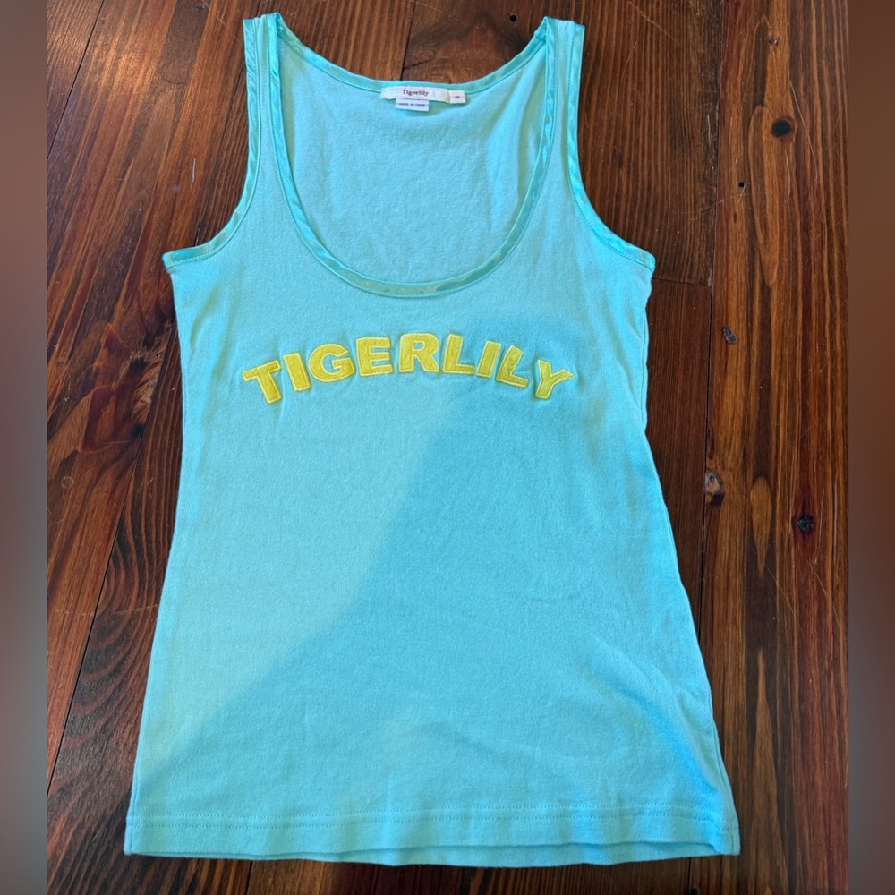Tigerlily Aqua Blue Tank with Yellow Logo